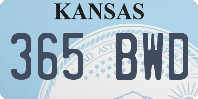 KS license plate 365BWD