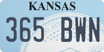 KS license plate 365BWN