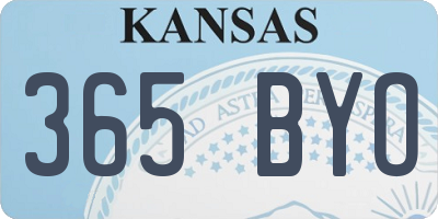 KS license plate 365BYO
