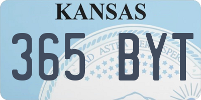 KS license plate 365BYT