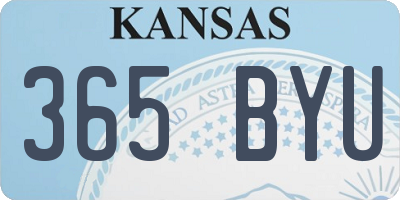 KS license plate 365BYU