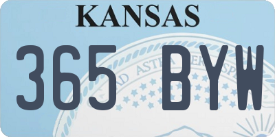 KS license plate 365BYW