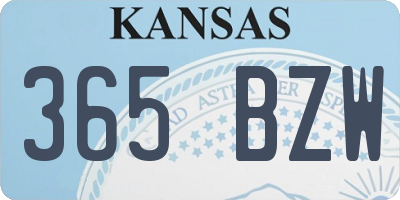 KS license plate 365BZW