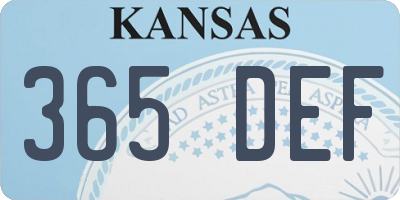 KS license plate 365DEF