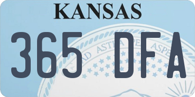KS license plate 365DFA