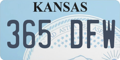 KS license plate 365DFW