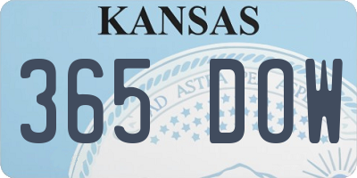 KS license plate 365DOW