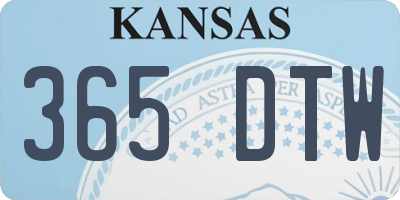 KS license plate 365DTW