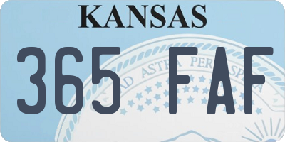 KS license plate 365FAF