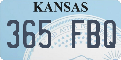 KS license plate 365FBQ