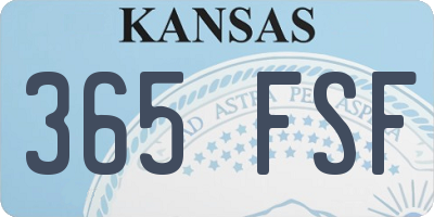 KS license plate 365FSF