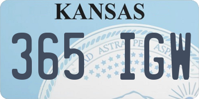 KS license plate 365IGW