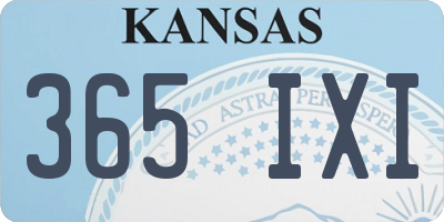 KS license plate 365IXI
