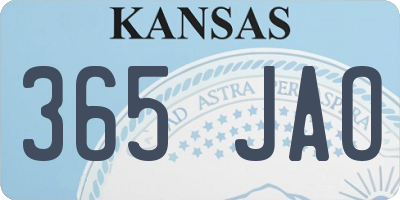 KS license plate 365JAO