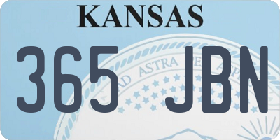 KS license plate 365JBN