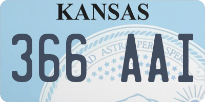 KS license plate 366AAI