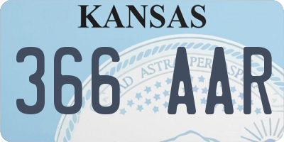 KS license plate 366AAR