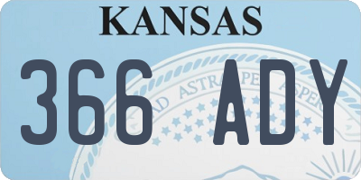 KS license plate 366ADY