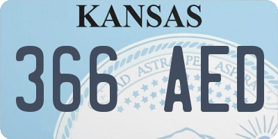 KS license plate 366AED