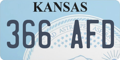 KS license plate 366AFD