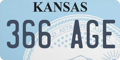 KS license plate 366AGE