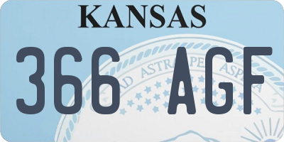 KS license plate 366AGF