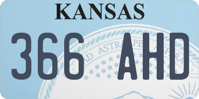 KS license plate 366AHD