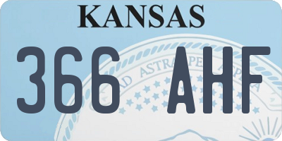 KS license plate 366AHF