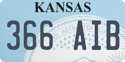 KS license plate 366AIB