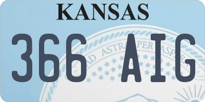 KS license plate 366AIG