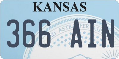 KS license plate 366AIN