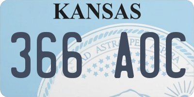 KS license plate 366AOC