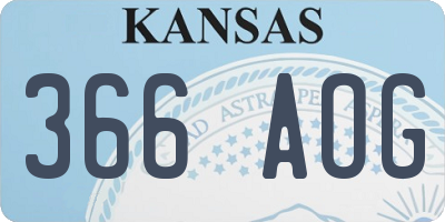 KS license plate 366AOG
