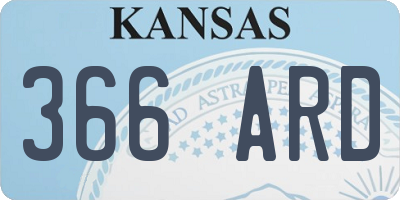 KS license plate 366ARD