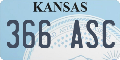 KS license plate 366ASC