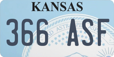 KS license plate 366ASF