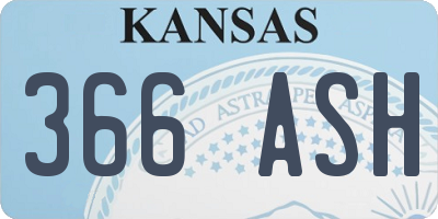 KS license plate 366ASH