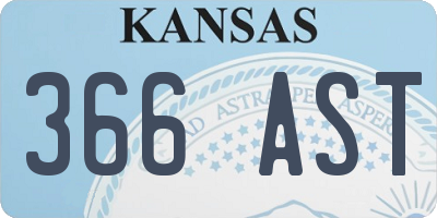 KS license plate 366AST