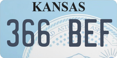 KS license plate 366BEF