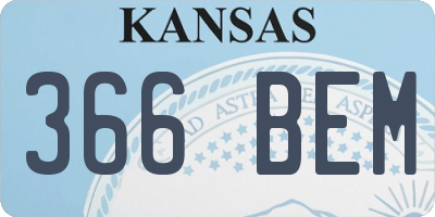 KS license plate 366BEM