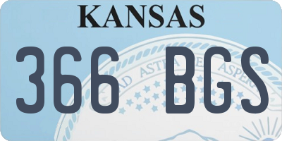 KS license plate 366BGS