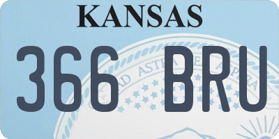 KS license plate 366BRU