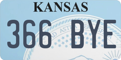 KS license plate 366BYE