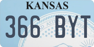 KS license plate 366BYT