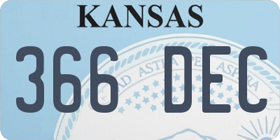 KS license plate 366DEC