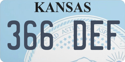 KS license plate 366DEF