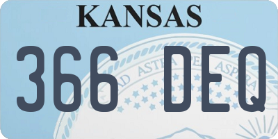 KS license plate 366DEQ