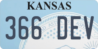 KS license plate 366DEV