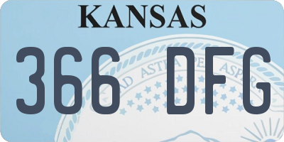 KS license plate 366DFG