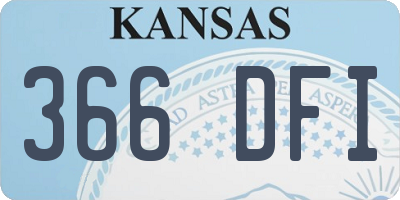 KS license plate 366DFI